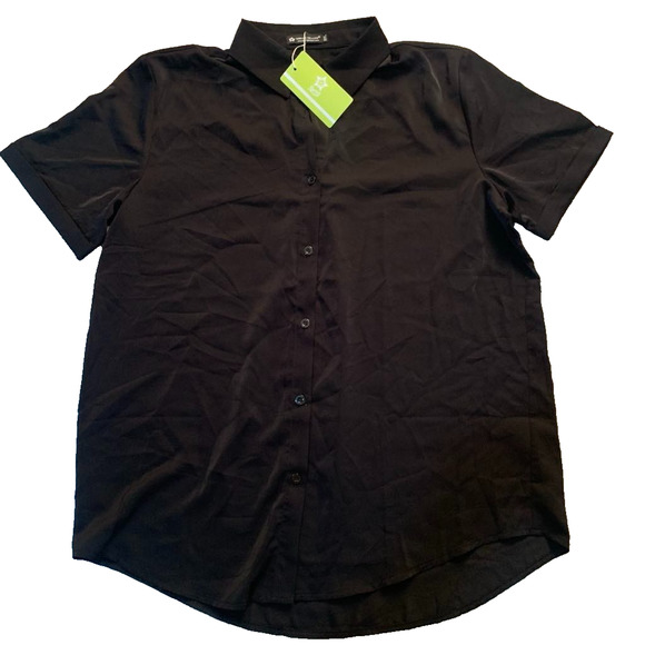 NWT SPRING SEAON WOMEN'S BLACK BUTTON FRONT CUFFED SLEEVE SHIRT SIZE XXL - Picture 6 of 8